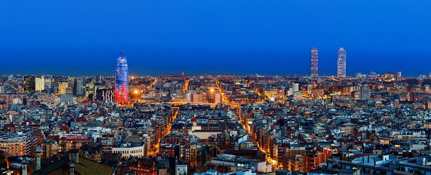 23 Mar 2011, Barcelona, Barcelona Province, Spain --- Barcelona skyline with Torre Agbar at twilight, Barcelona, Spain --- Image by © Sylvain Sonnet/Corbis
